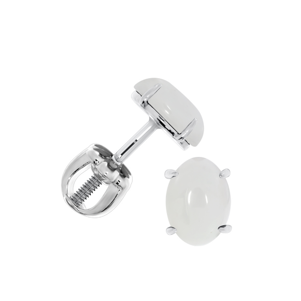 Пусеты из серебра с агатами