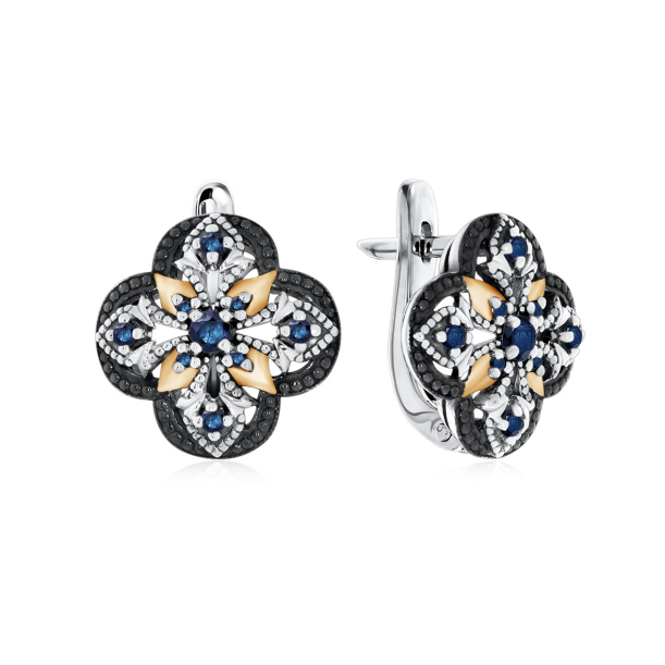 Серьги из серебра с сапфирами