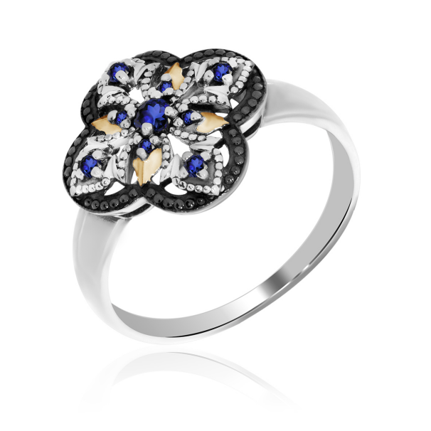 Кольцо из серебра с сапфирами