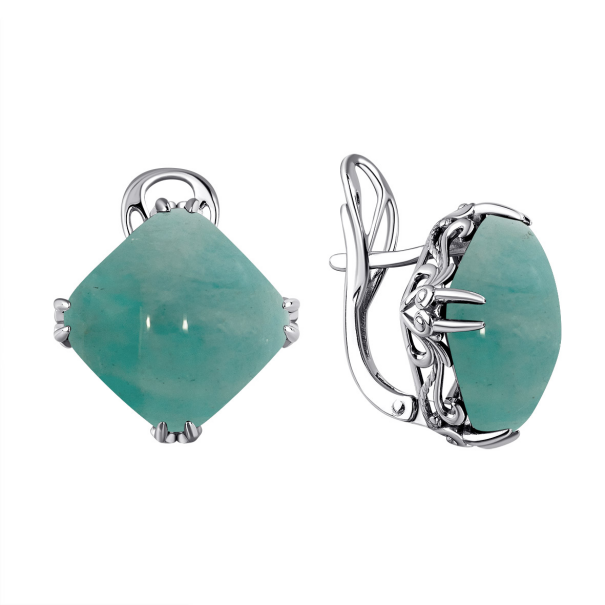 Серьги из серебра с амазонитами 