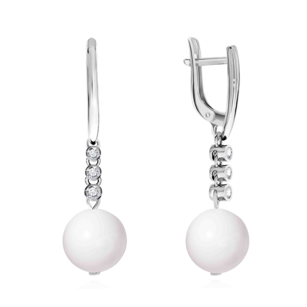 Серьги из серебра с опал натур.ами и фианитами