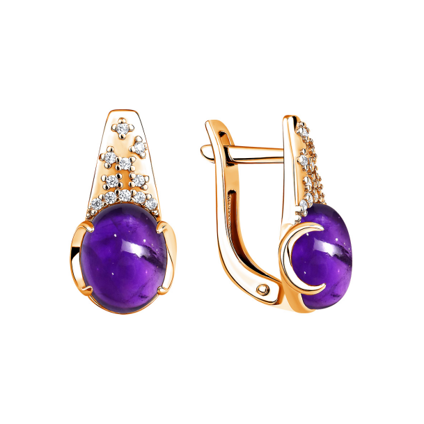 Серьги из серебра с аметист из коллекции Утренняя роса