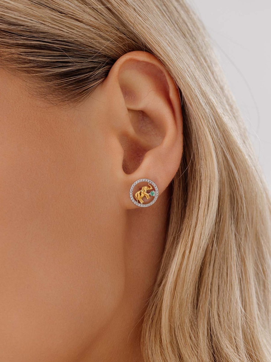 Пусеты из серебра с изумрудами и фианитами (Арт. 2350011940л)-4.jpg