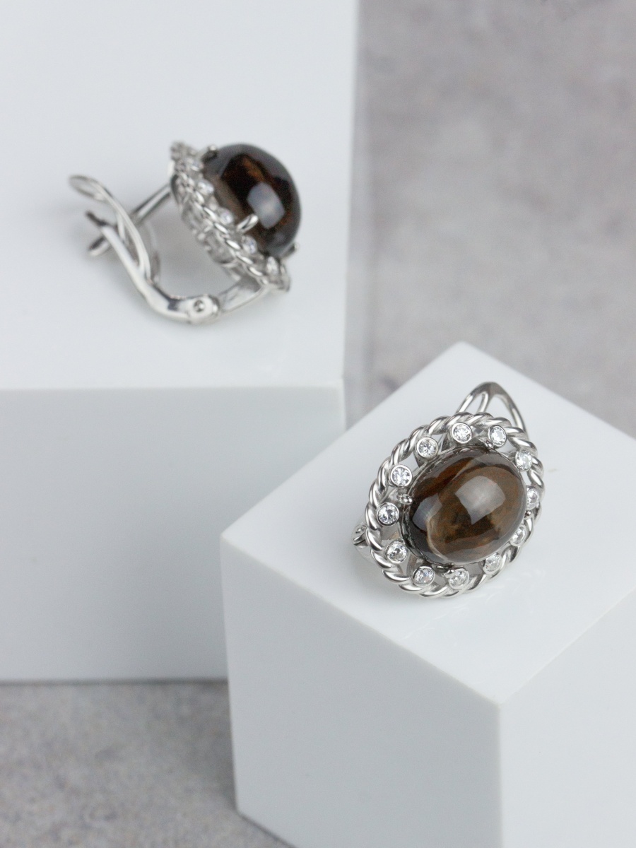 Серьги из серебра с раухтопазом (Арт. 2340100973л)-1.jpg