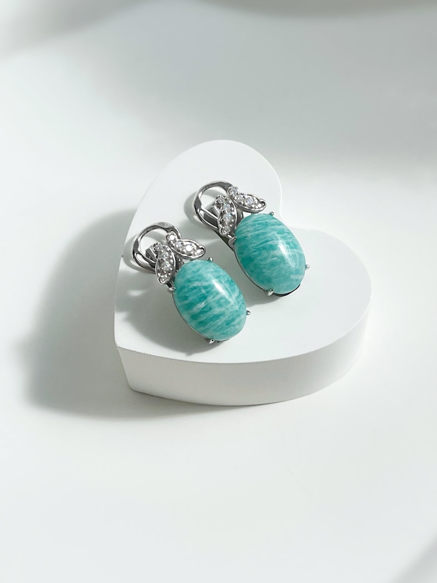 Серьги из серебра с амазонитами и фианитами (Арт. 2340375099л)-2.jpg Серьги из серебра с амазонитами и фианитами (Арт. 2340375099л)-2.jpg