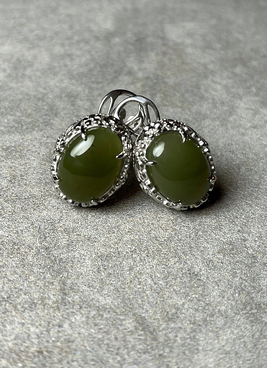 Серьги из серебра с нефритами (Арт. 2340355716)-2.jpg