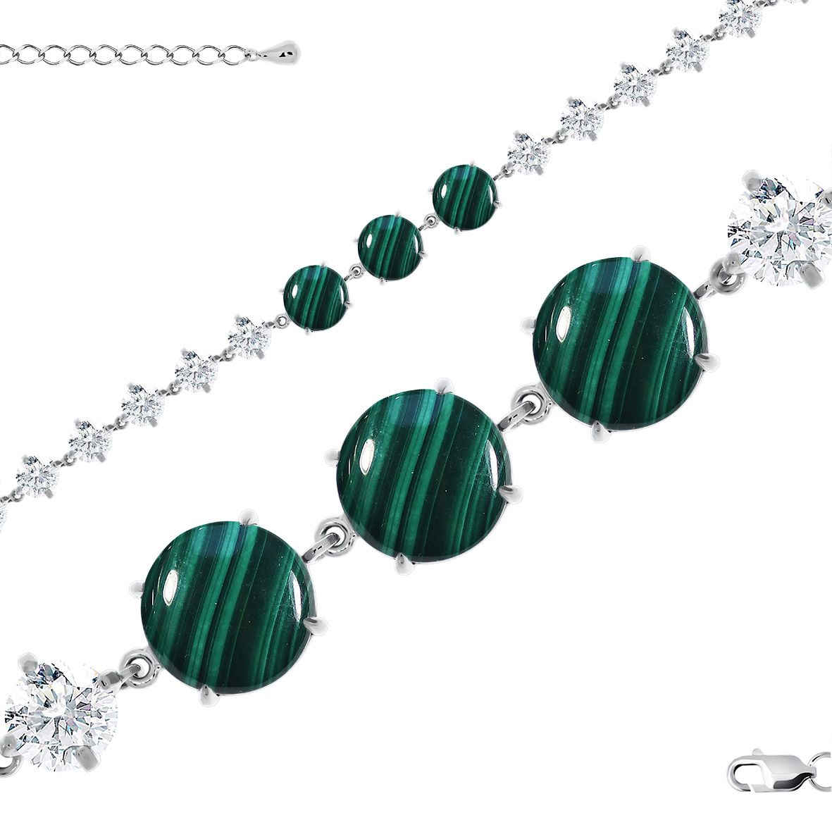 Браслет из серебра с малахитами и фианитами (арт. 4340382508-19).jpg Браслет из серебра с малахитами и фианитами (арт. 4340382508-19).jpg