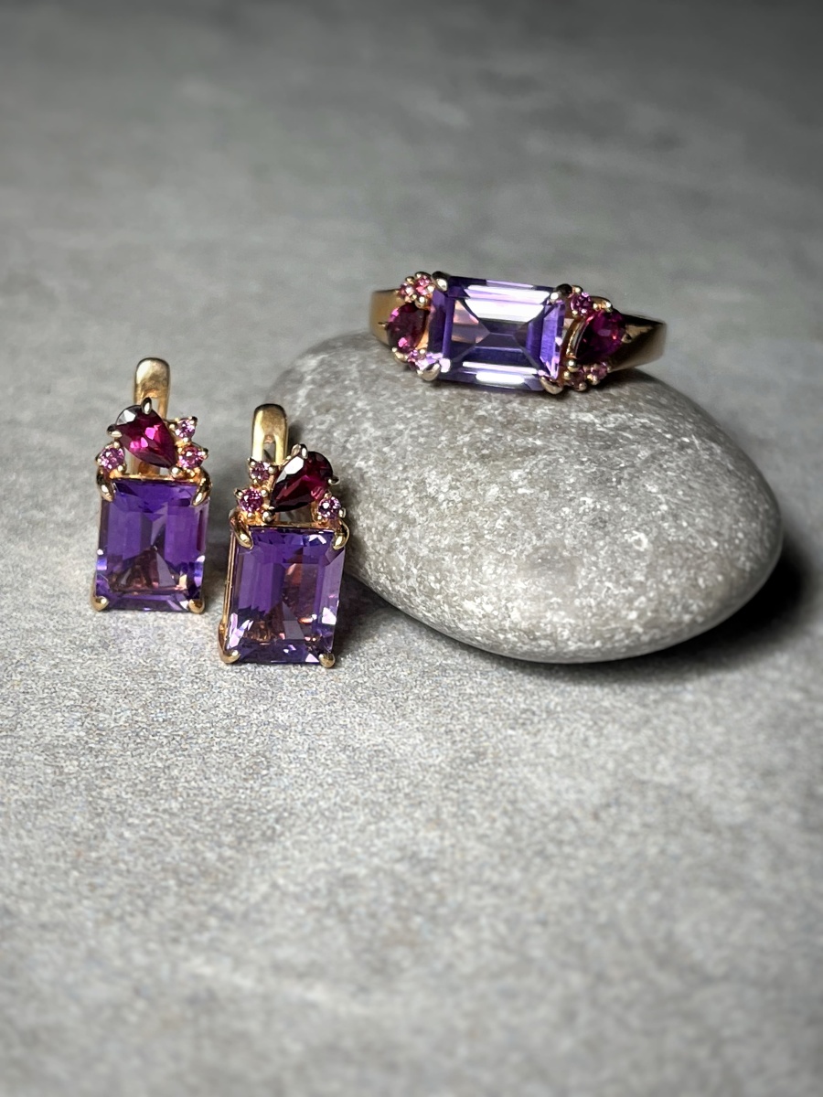 Серьги из серебра с аметистами и родолитами (Арт. 2320871947-94).jpeg