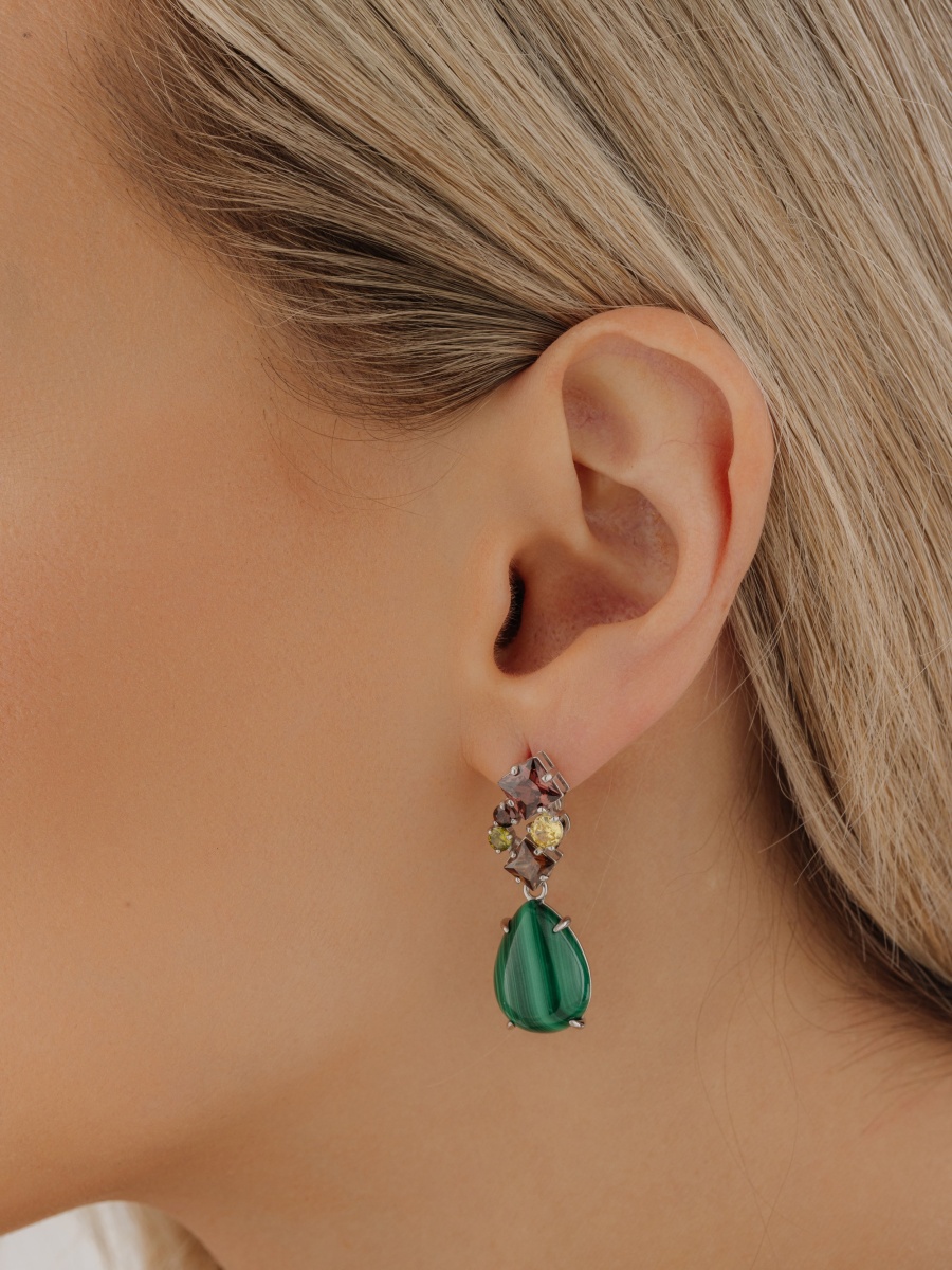 Серьги из серебра с малахитами и фианитами (Арт. 2340381886-31)-3.jpg