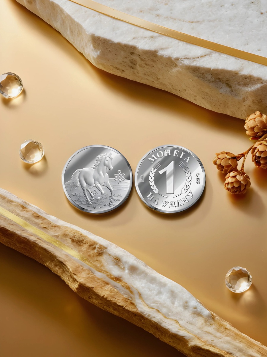 Серебряная монета с изображением. Лошадь - символ 2026 года. (Арт. 9300409072).jpg