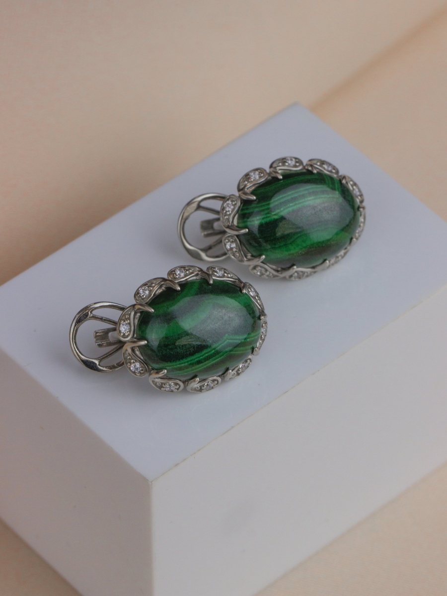 Серьги из серебра с малахитами (Арт. 2340385114л).jpg