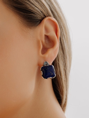 Серьги из серебра с лазуритами 2310470976 от KRASNOE, металл Серебро, вставка Лазурит