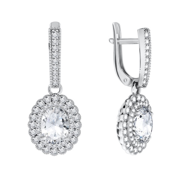 Серьги из серебра с фианитом со скидкой