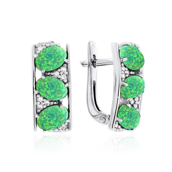 Серьги из серебра с опалом 2340252909-60 от KRASNOE, металл Серебро, вставка Опал Серьги из серебра с опалом 2340252909-60 от KRASNOE, металл Серебро, вставка Опал