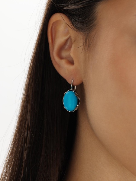 Серьги из серебра с бирюзой со скидкой