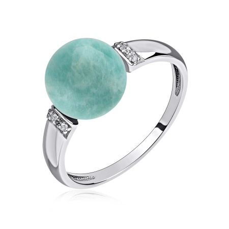 Купить кольцо из серебра с амазонитом и фианитами в интернет-магазине KRASNOE