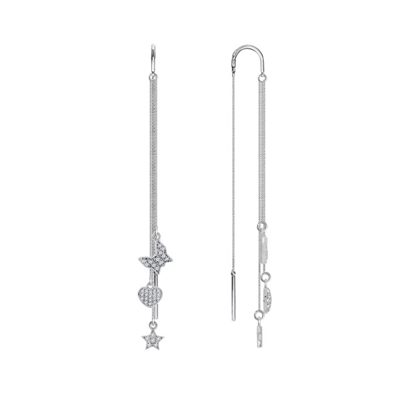 Серьги из серебра с фианитами