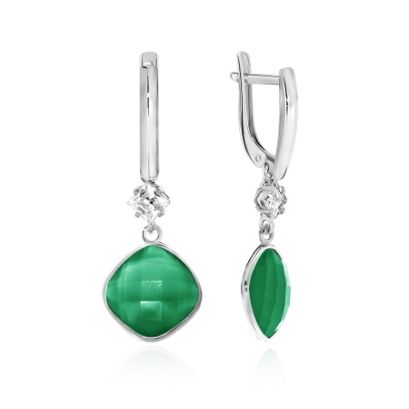 Серьги из серебра с агатами и фианитами 2340392916-60 от KRASNOE, металл Серебро, вставка Агат