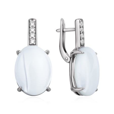 Серьги из серебра с перламутрами и фианитами