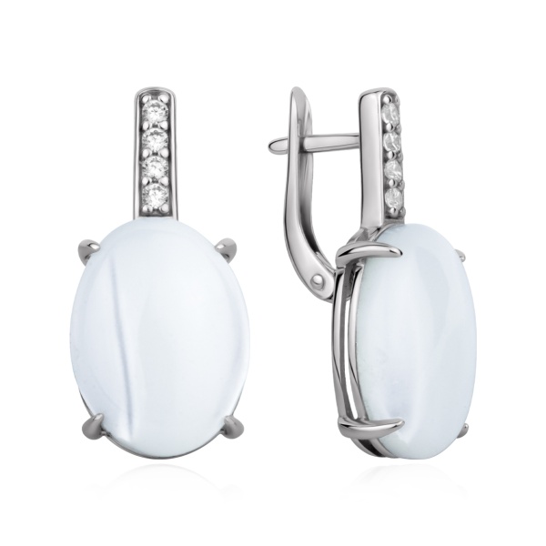 Серьги из серебра с перламутрами и фианитами