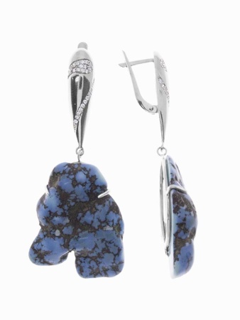 Серьги из серебра с бирюзаом 2340314115л-1 от KRASNOE, металл Серебро, вставка Бирюза