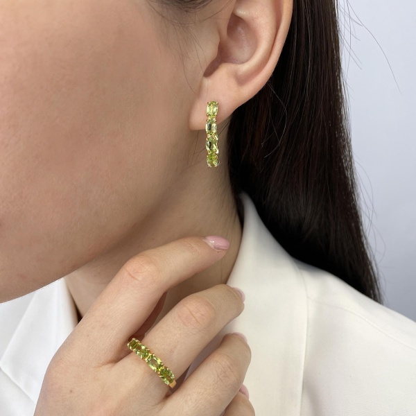 Серьги из серебра с хризолитами