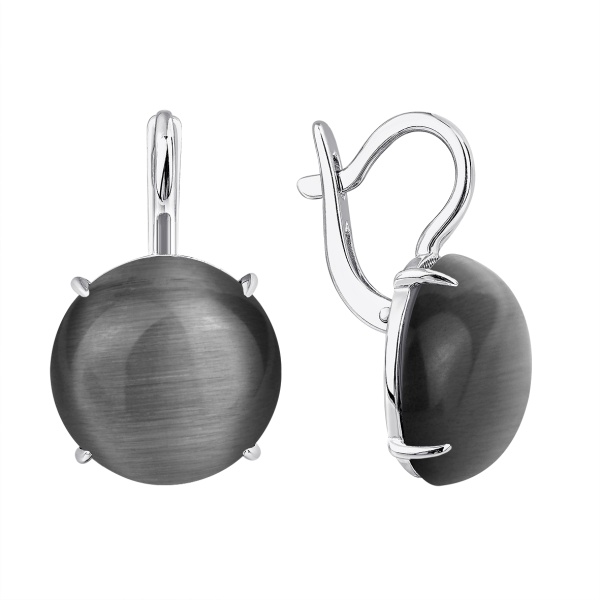 Серьги из серебра с кошачий глазами в ювелирном интернет-магазине