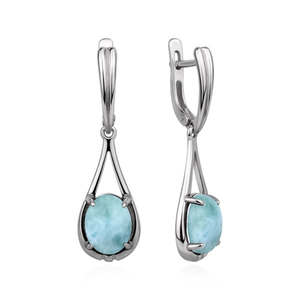 Серьги из серебра с ларимаром