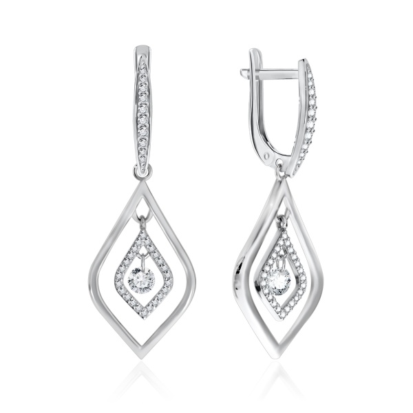 Серьги из серебра с фианитами 2340200773л от KRASNOE, металл Серебро, вставка Фианит Серьги из серебра с фианитами 2340200773л от KRASNOE, металл Серебро, вставка Фианит