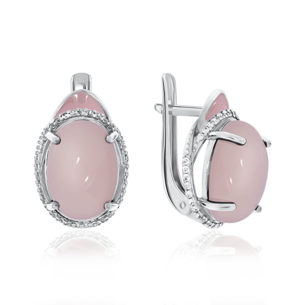 Серьги из серебра с халцедонами и фианитами 359701F131л-35 от KRASNOE, металл Серебро, вставка Халцедон