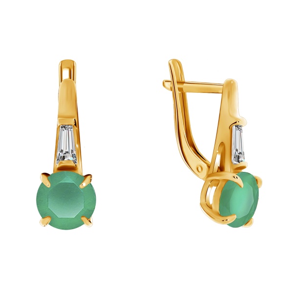 Серьги из золота с агатами и фианитами 2100390284-60 от KRASNOE, металл Золото, вставка Агат