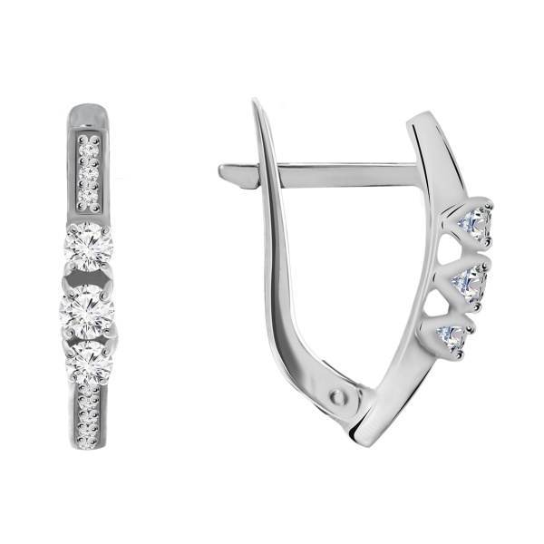 Серьги из серебра с фианитами 2340200178 от KRASNOE, металл Серебро, вставка Фианит