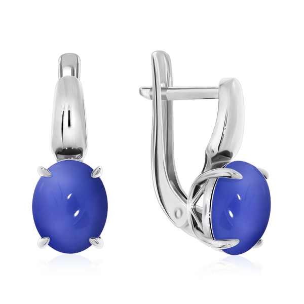 Серьги из серебра с халцедонами со скидкой