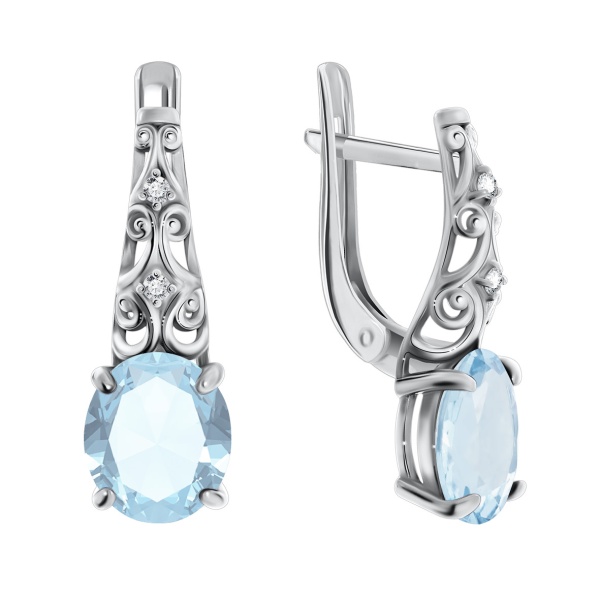 Серьги из серебра с топазами и фианитами 2340700122 от KRASNOE, металл Серебро, вставка Топаз (не использовать)