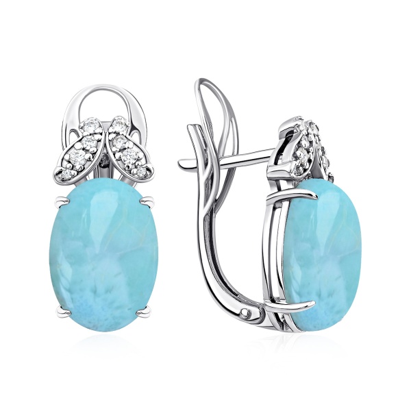 Серьги из серебра с ларимаром