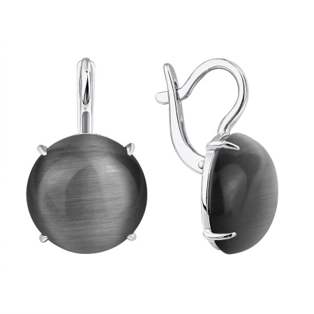 Серьги из серебра с кошачий глазами