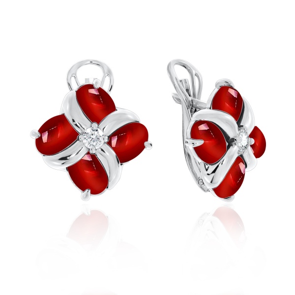 Серьги из серебра с ситаллом со скидкой