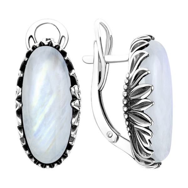 Серьги из серебра с лунным камнем