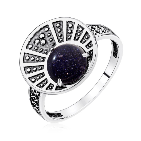 Купить кольцо из серебра с авантюрином в интернет-магазине KRASNOE