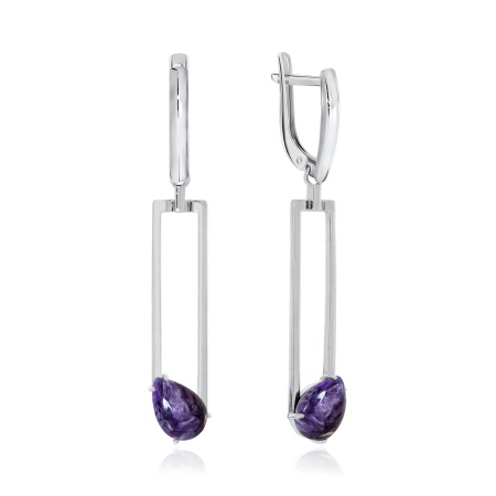 Серьги из серебра с чароитами