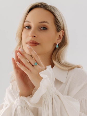 Серьги из серебра с амазонитами со скидкой