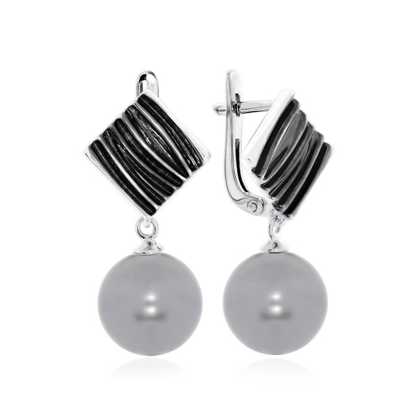 Серьги из серебра с жемчугом 2348241397-21 от KRASNOE, металл Серебро, вставка Жемчуг Имитация