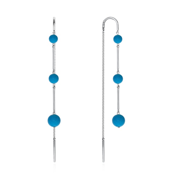 Серьги из серебра с бирюзой 2340311258 от KRASNOE, металл Серебро, вставка Бирюза