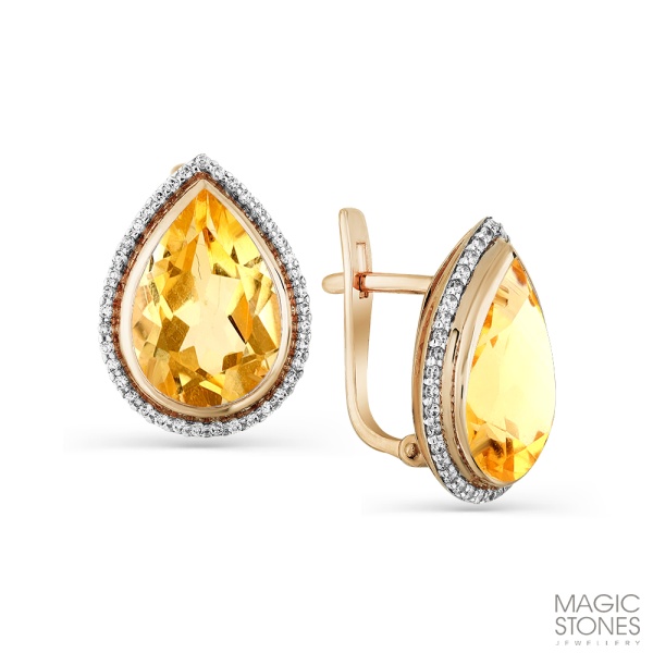 Серьги из золота 02-2-342-1001-011 от KRASNOE, металл Золото, вставка Цитрин