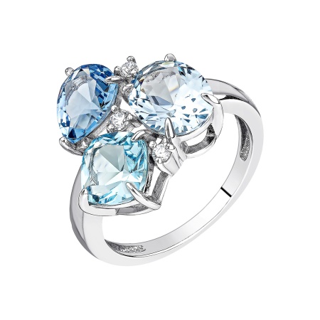 Купить кольцо из серебра с кварцем, ситаллами и фианитами в интернет-магазине KRASNOE