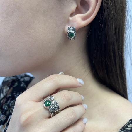 Серьги из серебра с агатами 2310392391-60 от KRASNOE, металл Серебро, вставка Агат