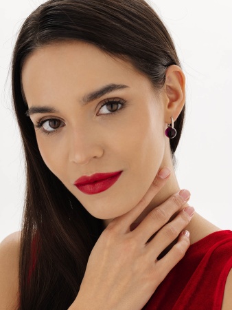 Серьги из серебра с фиолетовыми кристаллами