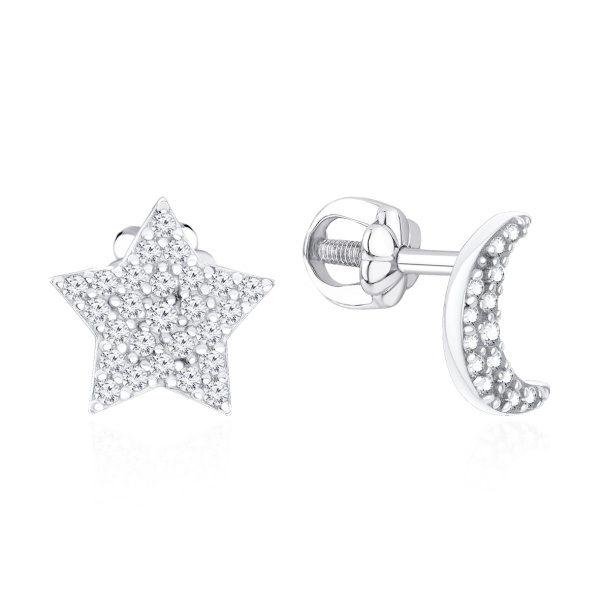 Пусеты из серебра с фианитами