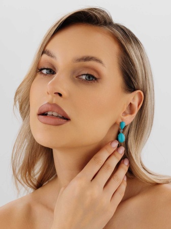 Серьги из серебра с бирюзой (имитация из природного материала)