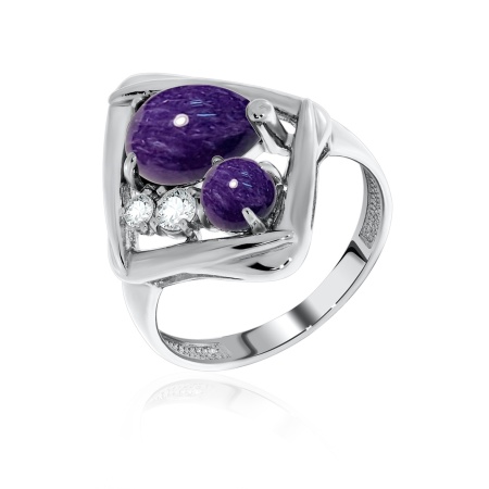 Купить кольцо из серебра с фианитами и чароитами в интернет-магазине KRASNOE